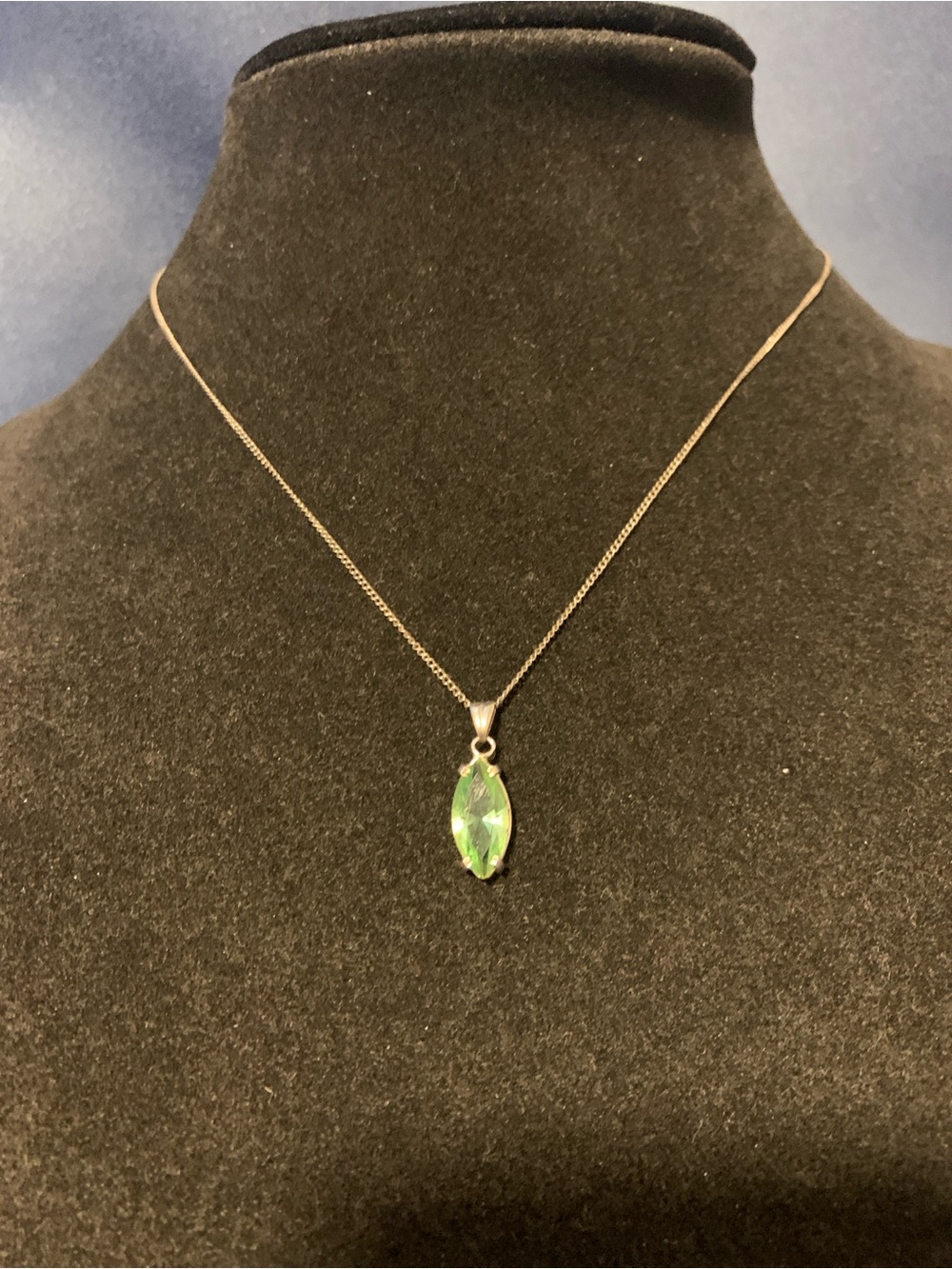 Green Marquise Uranium Glass Pendant Necklace - Women Jewelry